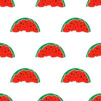 Pieces of watermelon with seeds turned upside down. Seamless cute pattern for modern textile, decorative paper. Vector. vector