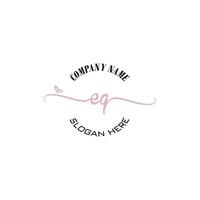 EQ Initial logo monogram butterfly handwriting signature vector