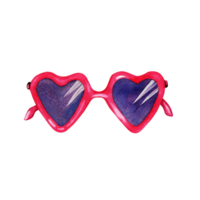 rosa hjärtan solglasögon i 80s 90s stil. hand dragen vattenfärg illustration. isolerat på transparent bakgrund. sommar mode. klänning upp fest element. kostym tillbehör för retro tema mönster. png