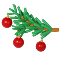 3d Grün üppig Fichte Ast mit rot fröhlich Weihnachten Spielzeuge. machen abstrakt immergrün Baum, Tanne Ast. glücklich Neu Jahr Dekoration Urlaub. Weihnachten Feier Illustration png