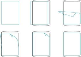 Set apply screen protector flat icons vector