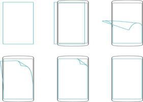 Set apply screen protector flat icons vector