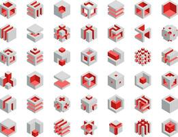 Cube logo vector design. Cubes 3d set template graphic elements.