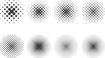 Set of halftone pattern for comics. Design elements isolated on white. Vector illustration.