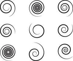 Spiral and swirl motion twisting circles design element set. Vector illustration