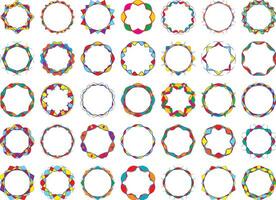 Abstract colored twisted round frames set bright festival design elements vector