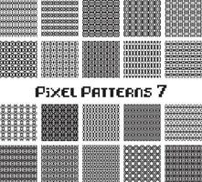 Pixel pattern seamless, black and white color. Patterns set in retro design. vector