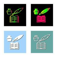 icono de vector de pluma y libro único