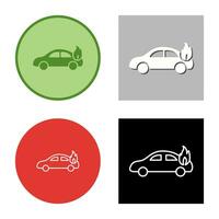 coche único en icono de vector de fuego