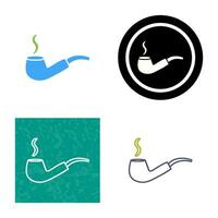 Unique Lit Smoking Pipe Vector Icon