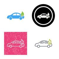 coche único en icono de vector de fuego