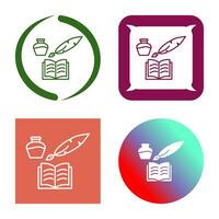 icono de vector de pluma y libro único