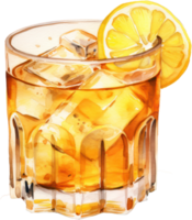 Cocktail made with whiskey, honey, lemon juice. AI Generated png