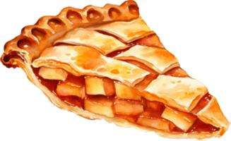 Apple pie watercolor illustration. AI Generated png