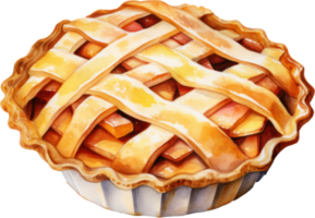Apple pie watercolor illustration. AI Generated png