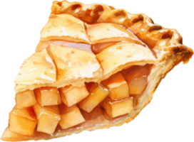 manzana tarta acuarela ilustración. ai generado png