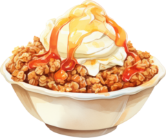 Warm apple crisp with a sweet and crunchy topping. AI Generated png