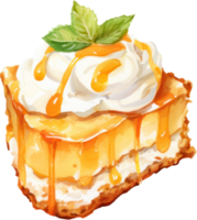 Pumpkin Pie Watercolor Illustration. AI Generated png