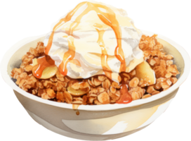 Warm apple crisp with a sweet and crunchy topping. AI Generated png