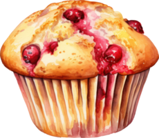 tranbär muffins vattenfärg. ai genererad png