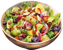 Healthy salad watercolor illustration. AI Generated png