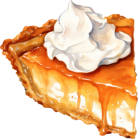 Pumpkin Pie Watercolor Illustration. AI Generated png