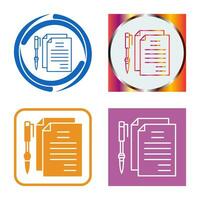 Unique Documents and Pen Vector Icon