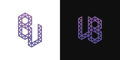 Letters BV and VB Polygon Logo Set, suitable for business related to polygon with BV and VB initials. vector