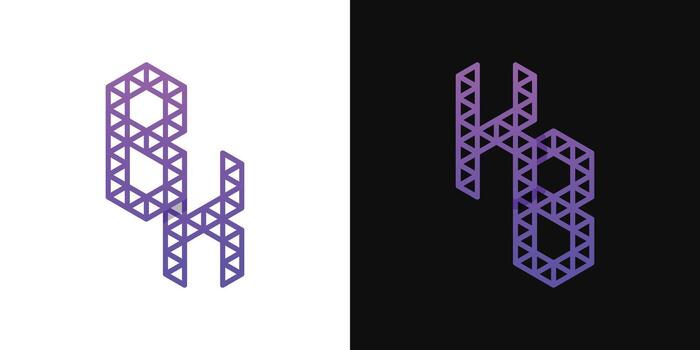 Letters BK and KB Polygon Logo Set, suitable for business related to polygon with BK and KB initials. vector