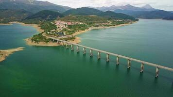 A majestic bridge spanning a vast expanse of water video