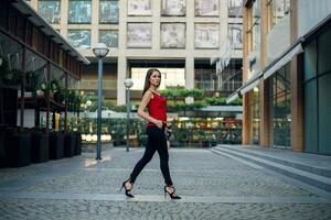 Modern business woman in the office with copy space photo