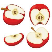 Red apple in flat style. Simple icon for your design. Vector illustration isolated on white background.