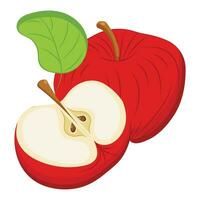 Red apple in flat style. Simple icon for your design. Vector illustration isolated on white background.