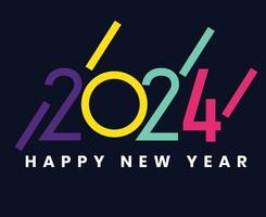 Happy New Year 2024 Abstract Logo Symbol Design Vector Illustration With Black Background