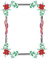 Beautiful floral frame. Copy space. vector clip art., a floral frame with red flowers and green leaves, floral photo frame on green background, floral square vector album template design