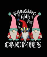 HANGING WITH THE GNOMIES TSHIRT DESIGN vector