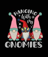 HANGING WITH THE GNOMIES TSHIRT DESIGN vector