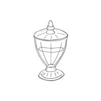 Hand drawn vintage glass urn. Urn with a beverage.  Isolated vector illustration on a white background.