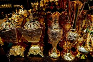 Ornate metal vases photo