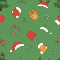 Christmas theme line art doodle cartoon pattern seamless illustration, Merry Christmas. vector
