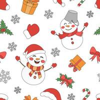 Christmas theme line art doodle cartoon pattern seamless illustration, Merry Christmas. vector