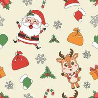 Christmas theme line art doodle cartoon pattern seamless illustration, Merry Christmas. vector