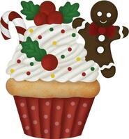 Christmas Cupcakes with Gingerbread vector