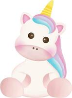 Illustration of a cute unicorn. kawaii unicorn character collection. vector