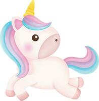 Illustration of a cute unicorn. kawaii unicorn character collection. vector