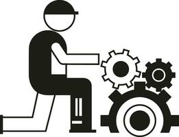 Gear setting symbol icon vector image. Illustration of the industrial wheel mechine mechanism design image