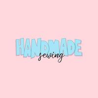 Blue text handmade sewing on pink background vector