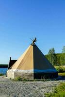 Tent structure on the coast photo