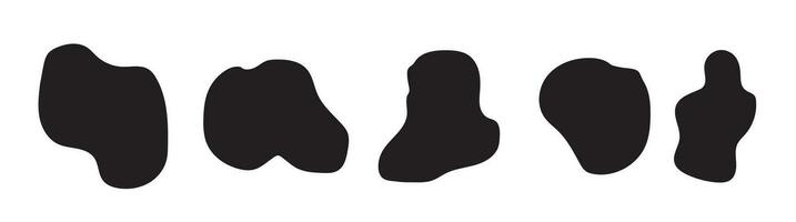 The organic black blobs are irregular in shape. Abstract fluid shapes vector set, simple water shapes, eps 10