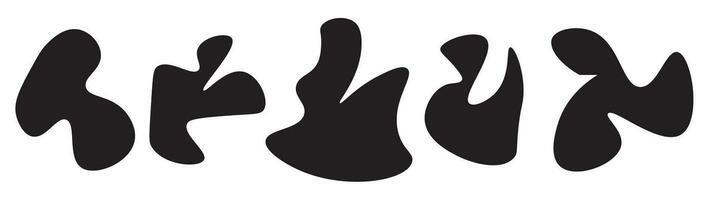 The organic black blobs are irregular in shape. Abstract fluid shapes vector set, simple water shapes, eps 10